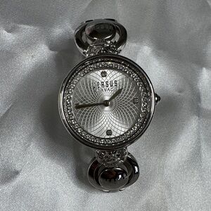 Versus Versace Victoria Harbor Silver Watch with Crystal Accents EUC